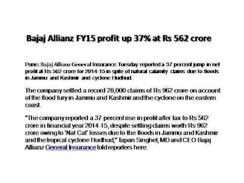 Bajaj Allianz FY15 profit up 37% at Rs 562 crore